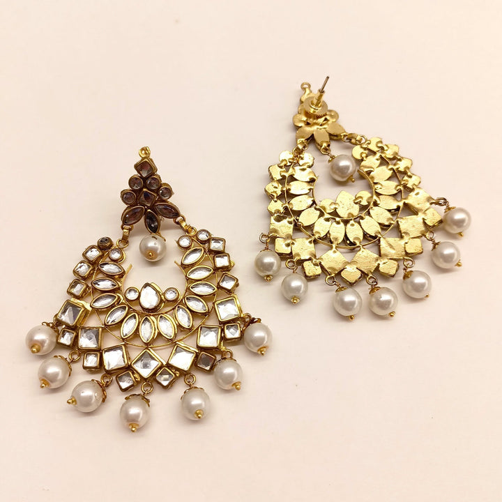 Samreen Big Pearl Kundan Earrings - qivii