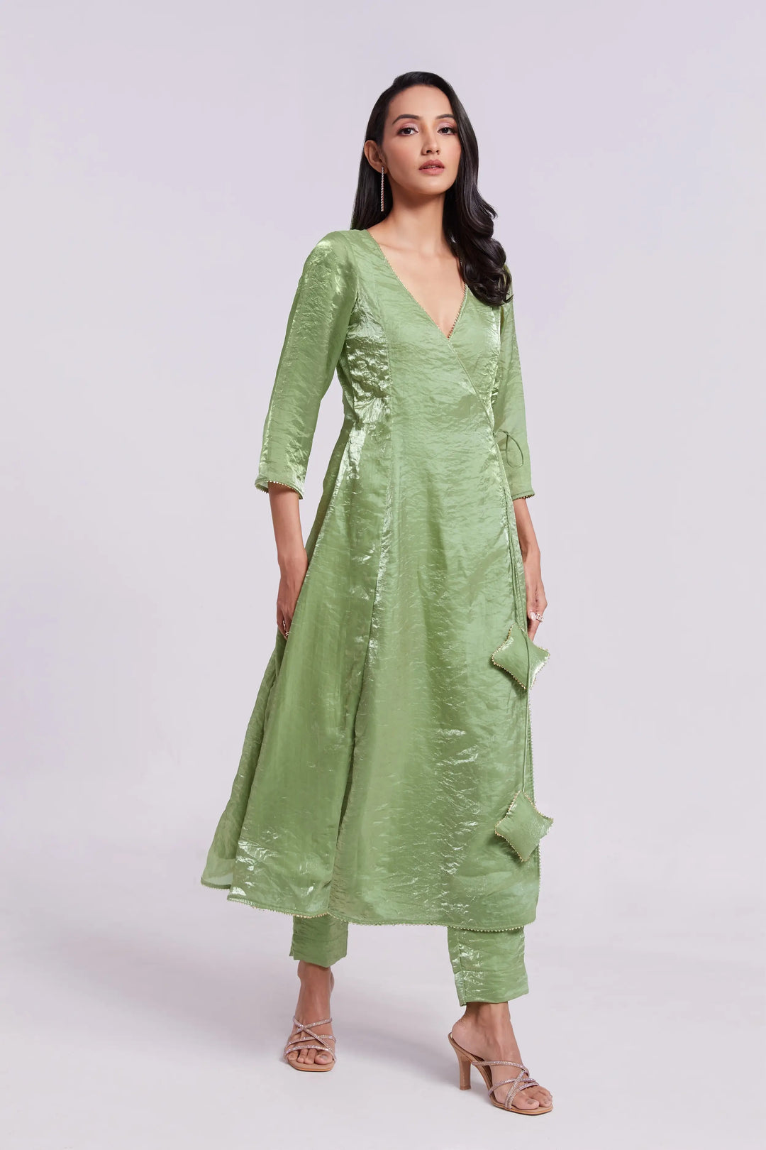 Pista Green Pure Organza Salwar Suit - qivii