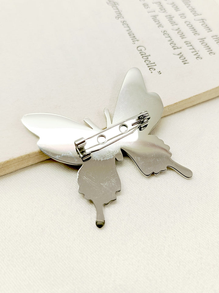 Tabassum Silver Butterfly Men's Brooch - qivii