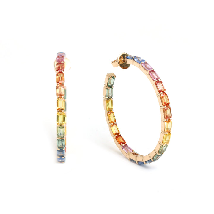 Rainbow Sapphire 45MM Hoops - qivii