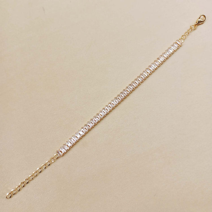Tarannum American Diamonds Gold Plated Flexible Bracelet - qivii