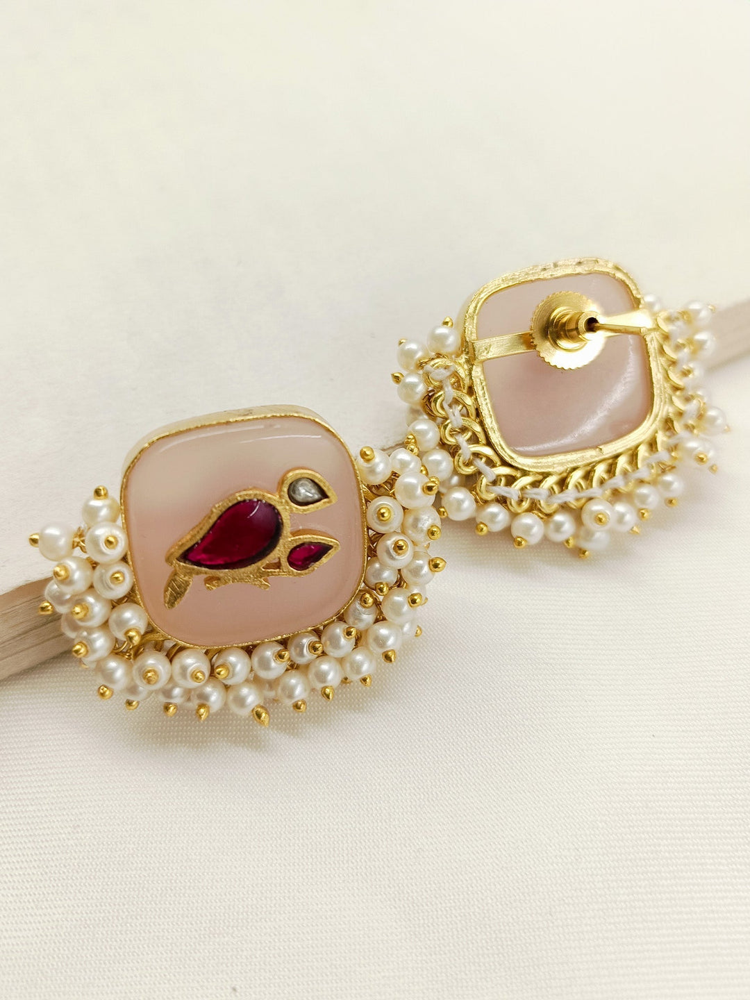  Dayita Baby Pink Boutique Tops - Elegant Pearl Detailing 