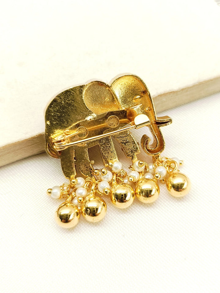 Hashika Multi Colour Elephant Brooch - qivii