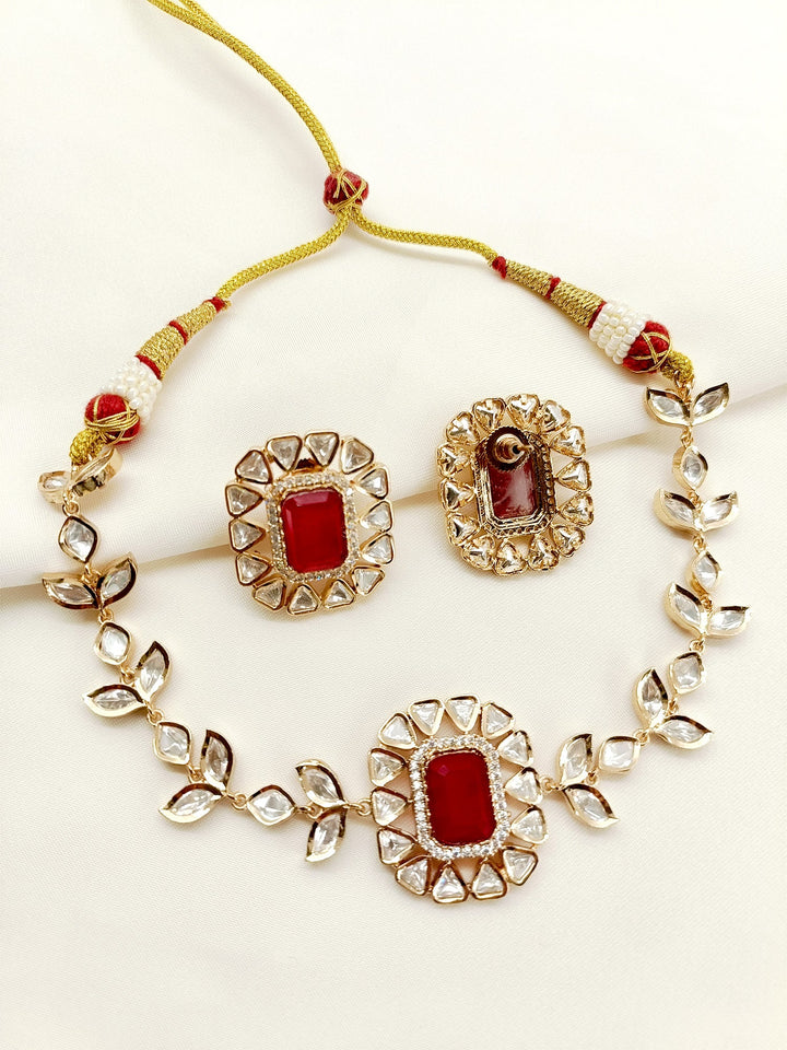 Stuti Ruby Kundan Choker Set - qivii