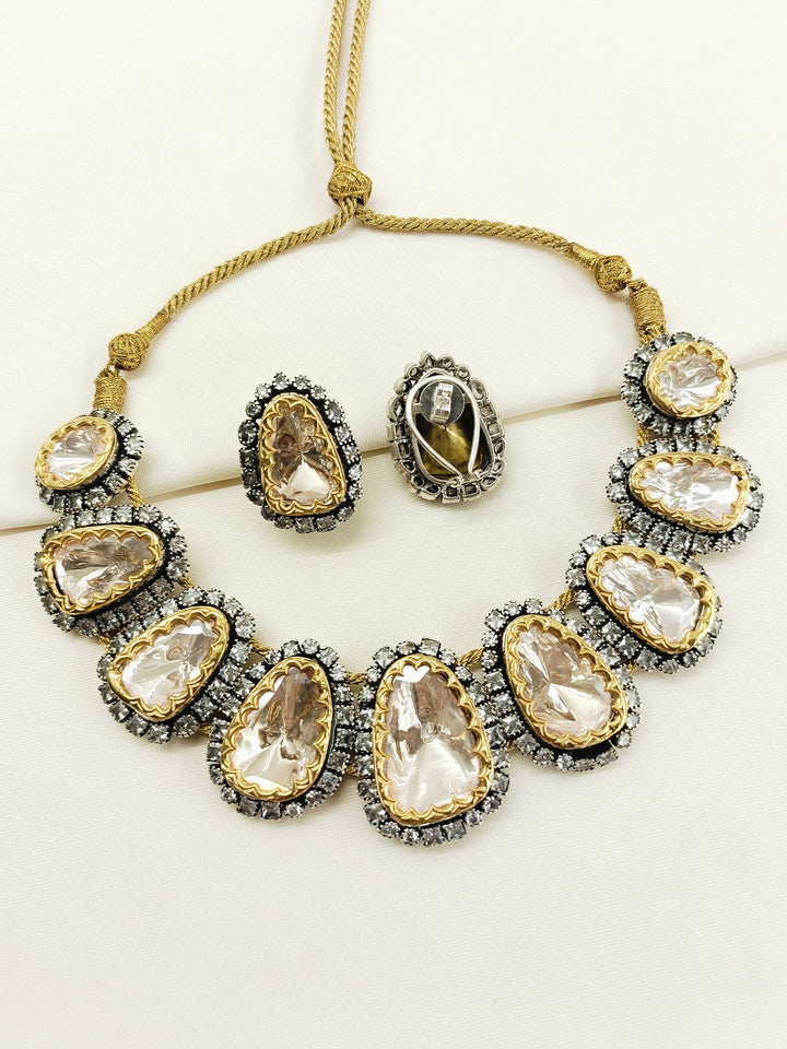 Nabila 92.5 Silver Moissonite Necklace Set - qivii