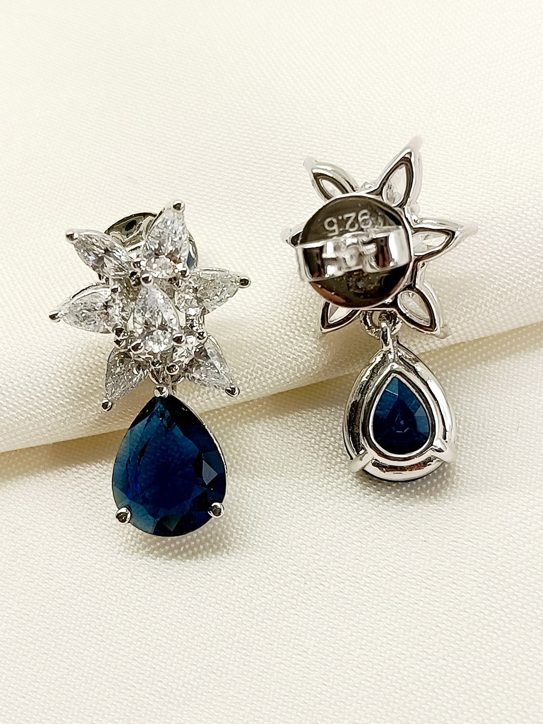 Sitara 92.5 Silver Swarovski Stone Earrings - qivii