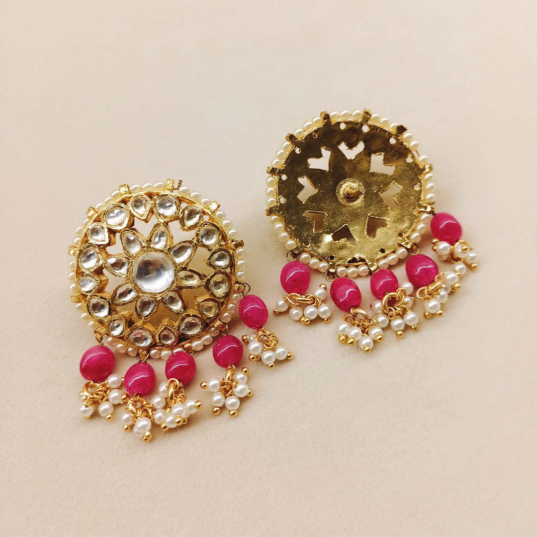 Mitali Rose Pink Gold Plated Kundan Tops - Elegant and timeless ethnic earrings
