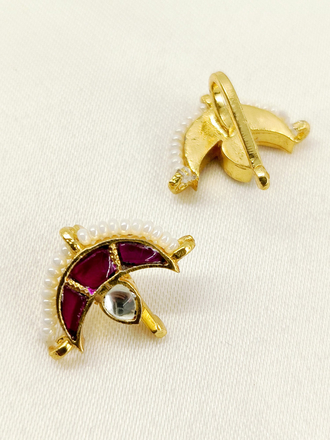 Kiana Small Ruby Gold Plated Kundan Ear Cuff [ Price is for Pair ] - qivii