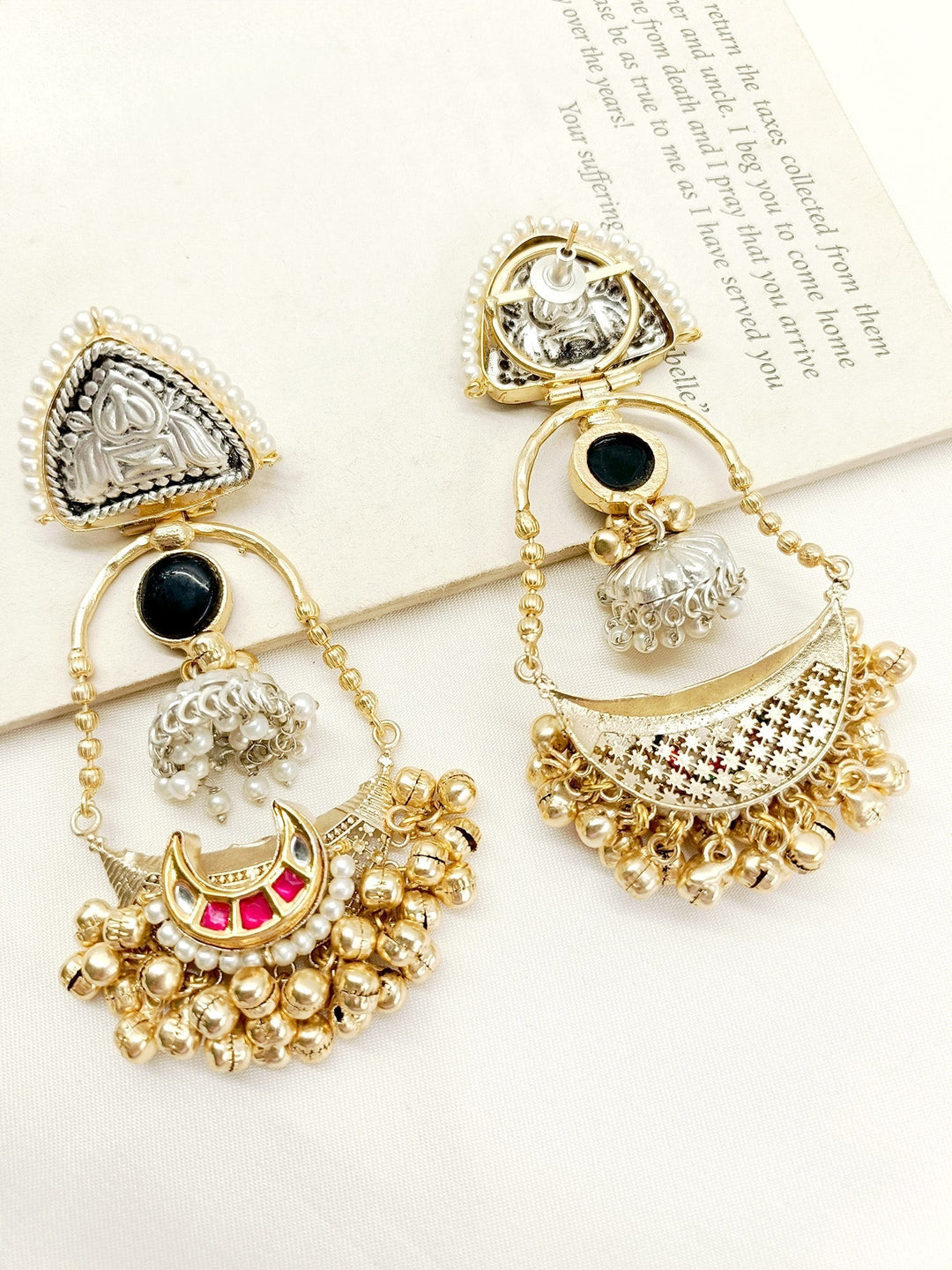 Exquisite Jhumkis with Traditional Craftsmanship and Delicate Pearl and Golden Ball