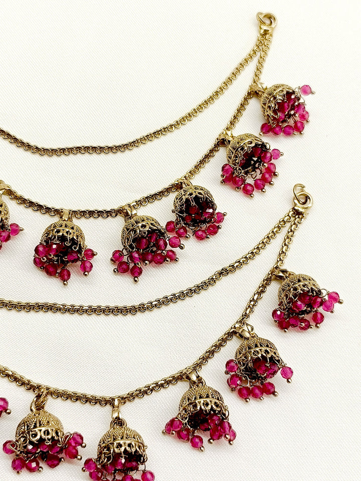 Apurva Majenta Traditional Ear Chain - qivii