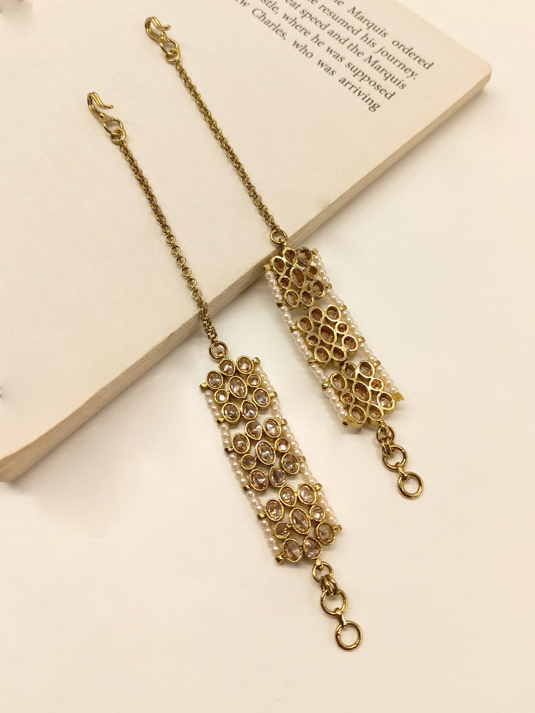 Joyce Copper Polki Ear Chain - qivii