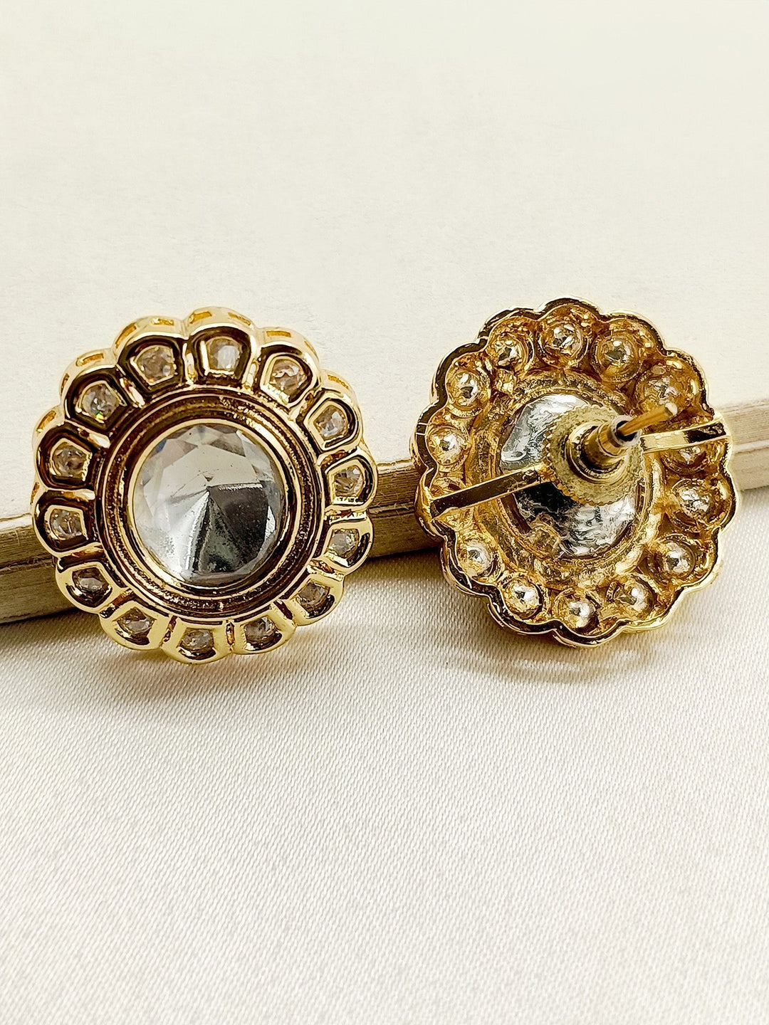 Khushboo White Stone Gold Plated Kundan Tops - qivii