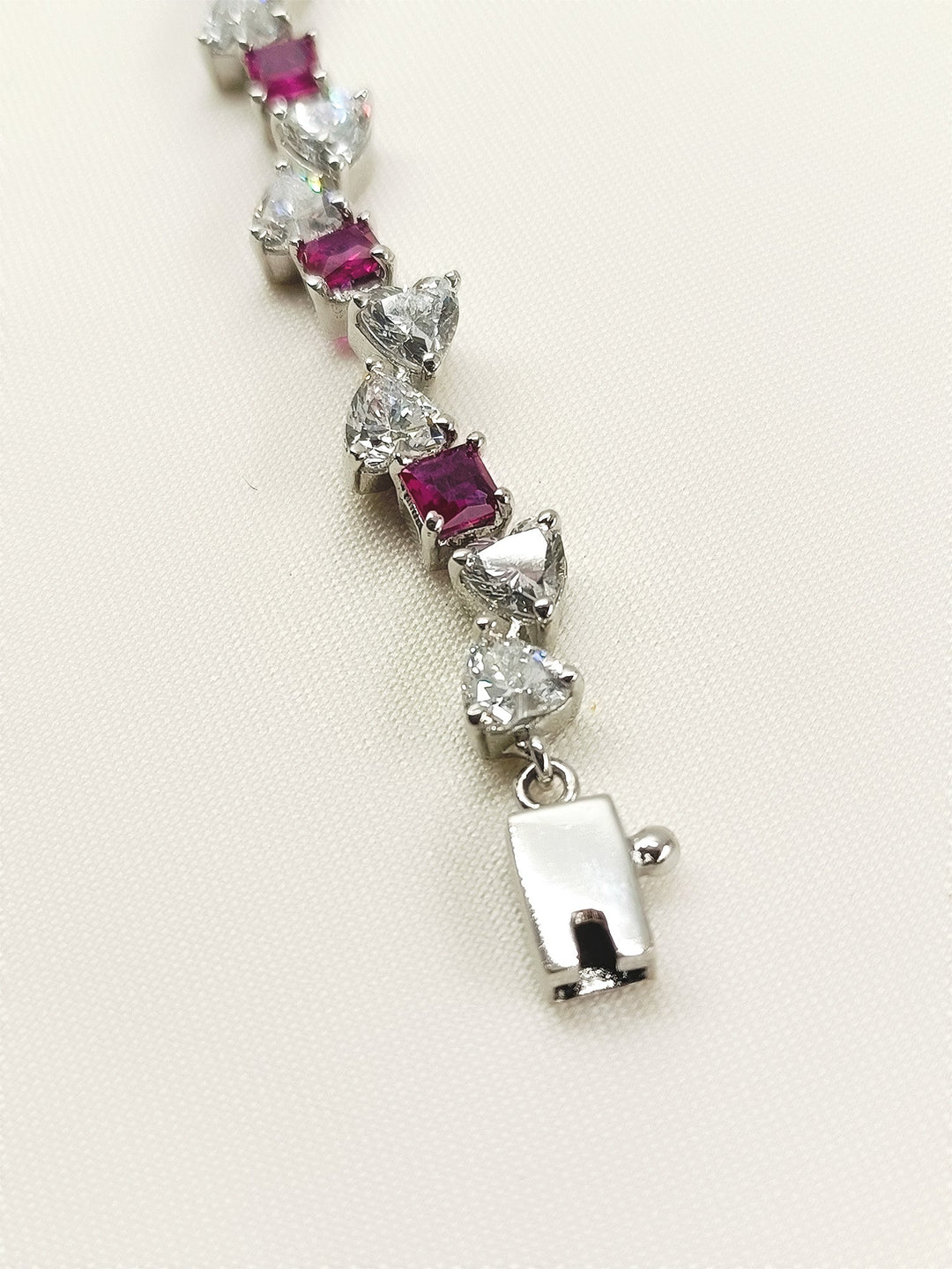 Doyel Ruby 92.5 Silver Swarovski Stone Bracelet - qivii