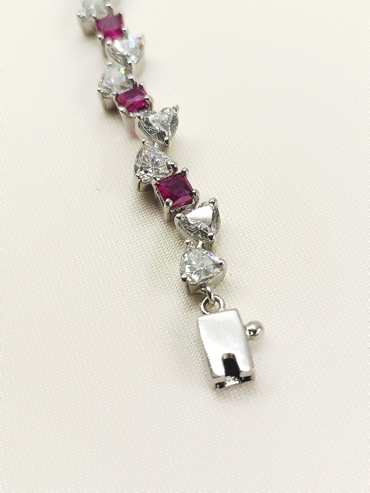 Doyel Ruby 92.5 Silver Swarovski Stone Bracelet - qivii