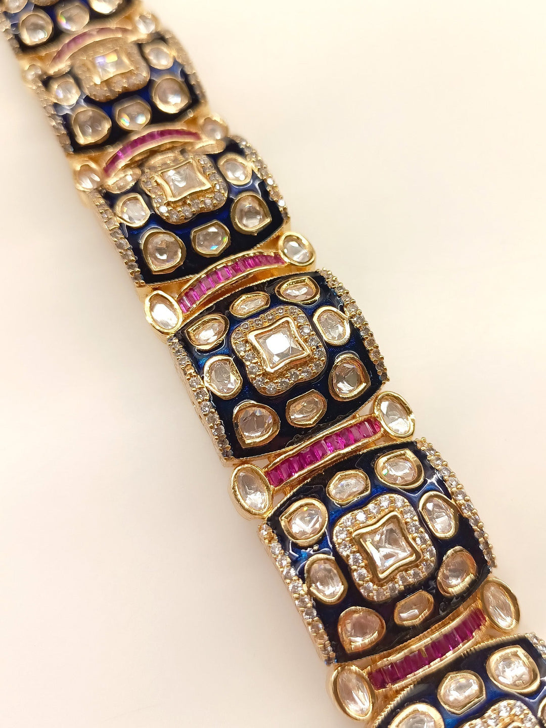 Tamanna Navy Blue Kundan Bracelet - qivii