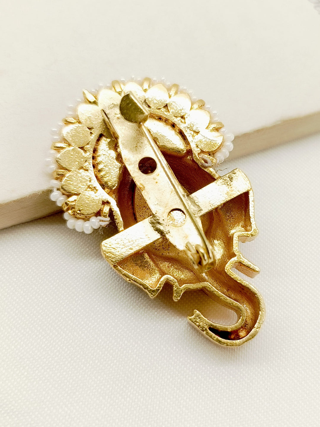 Mathani Green Ganesh Ji Brooch - qivii