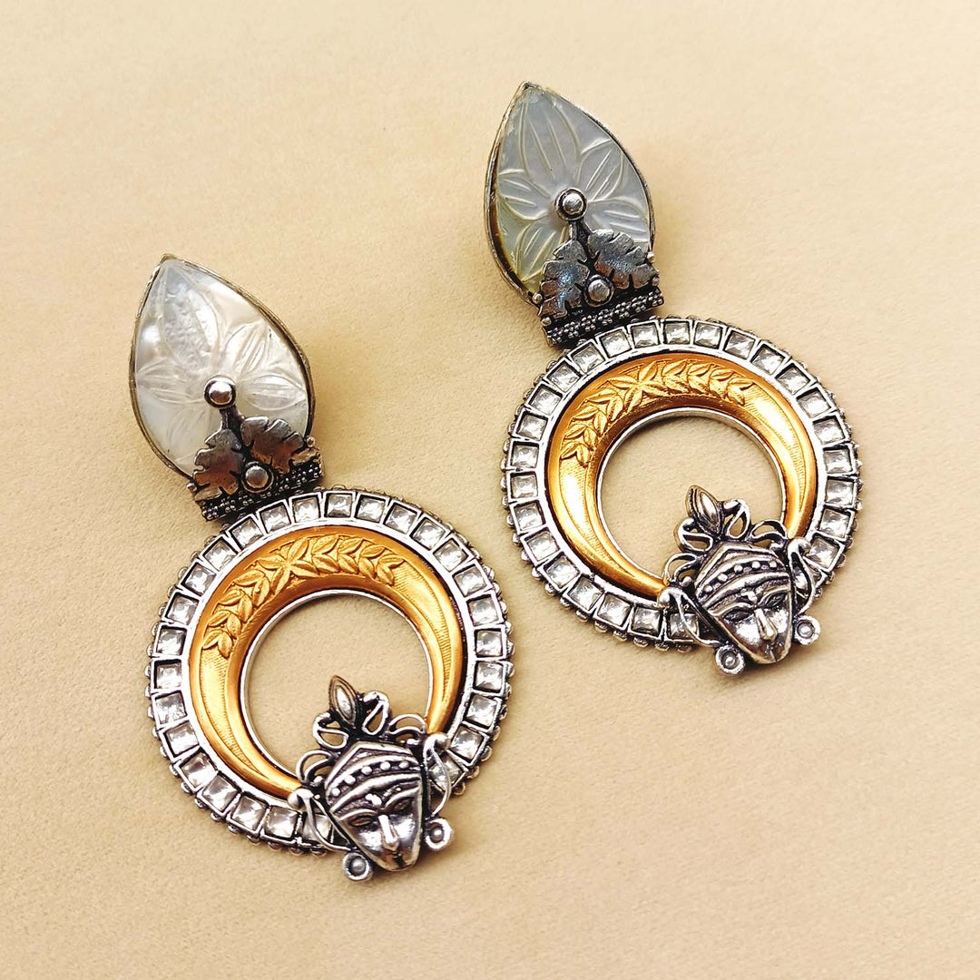  Elegant Ethnic Earrings with Oxidised Finish and Kundan 