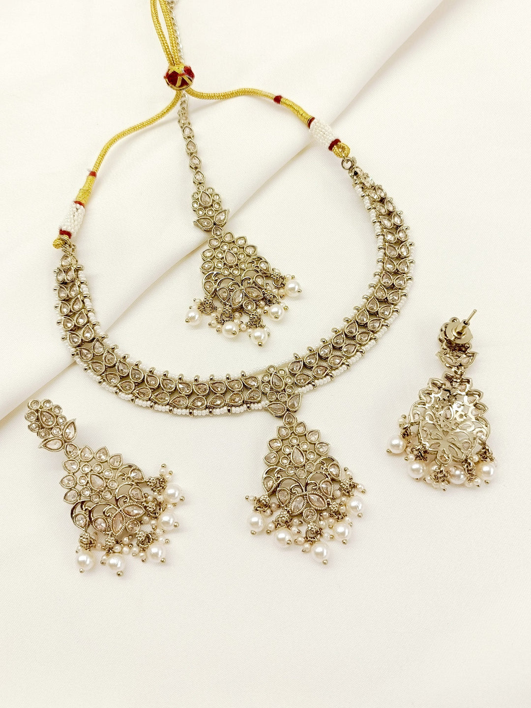 Raghvati Copper Polki Necklace Set - qivii
