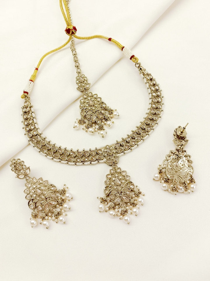 Raghvati Copper Polki Necklace Set - qivii
