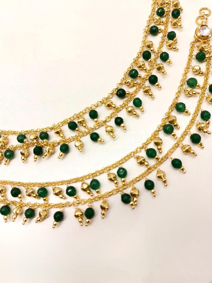 Aliza Green Gold Plated Ear Chain - qivii