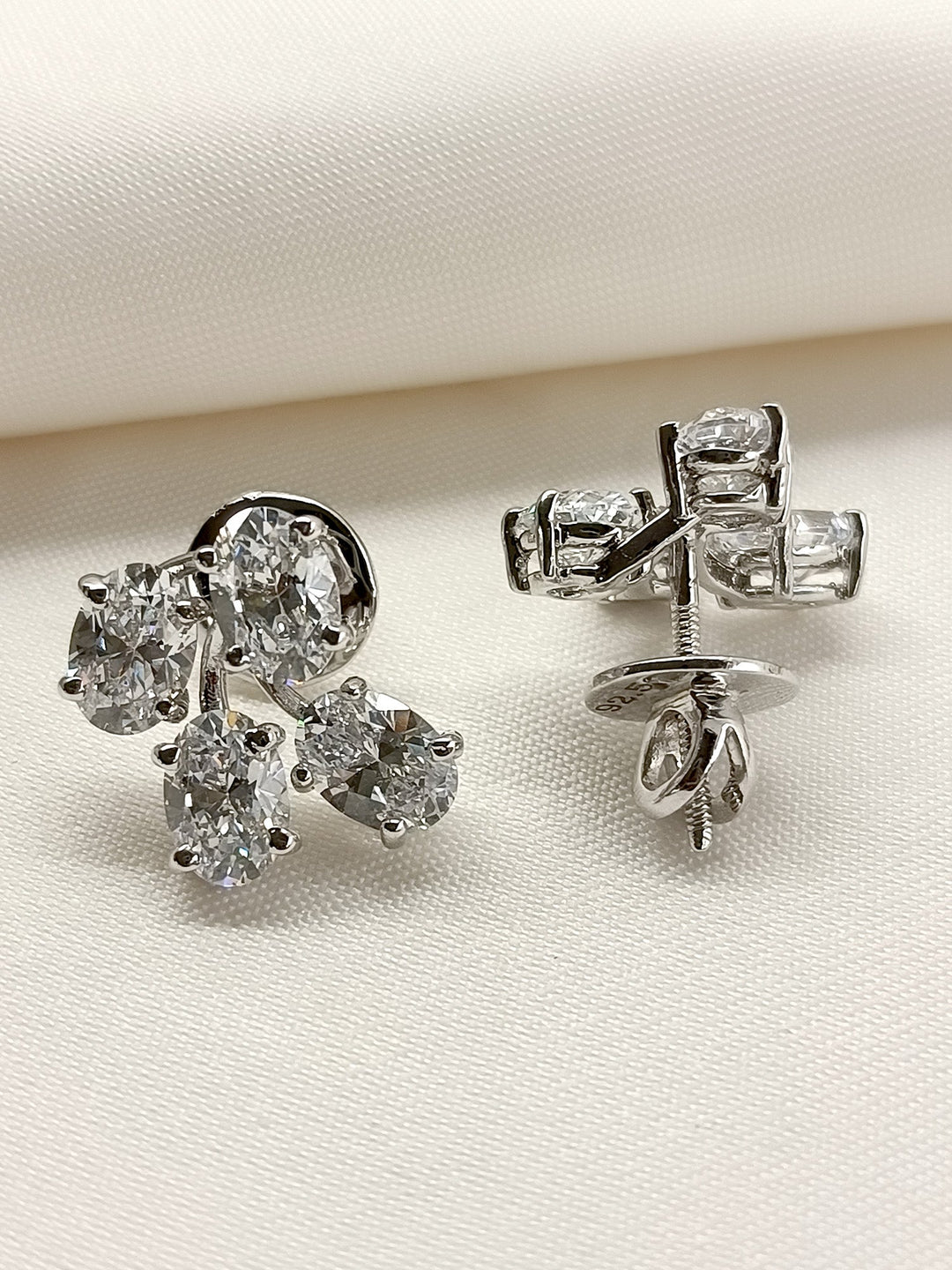 Nirvi 92.5 Silver Swarovski Stone Tops - qivii