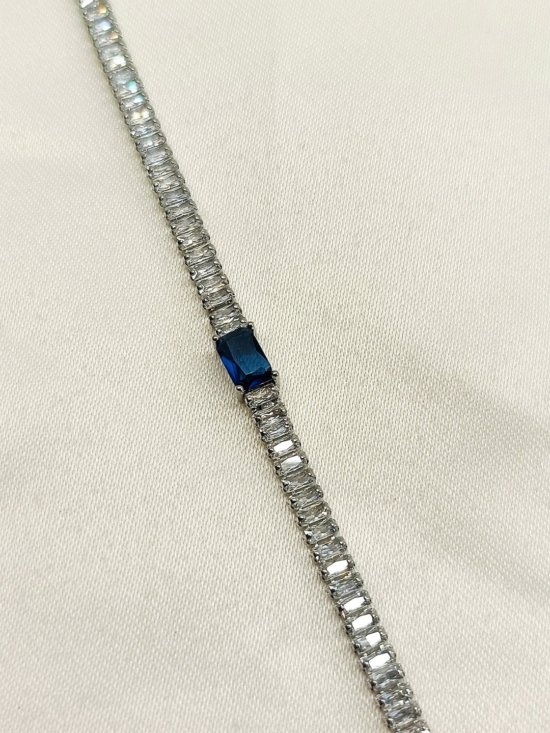 Nagozi Blue Sapphire American Diamond Bracelet - qivii
