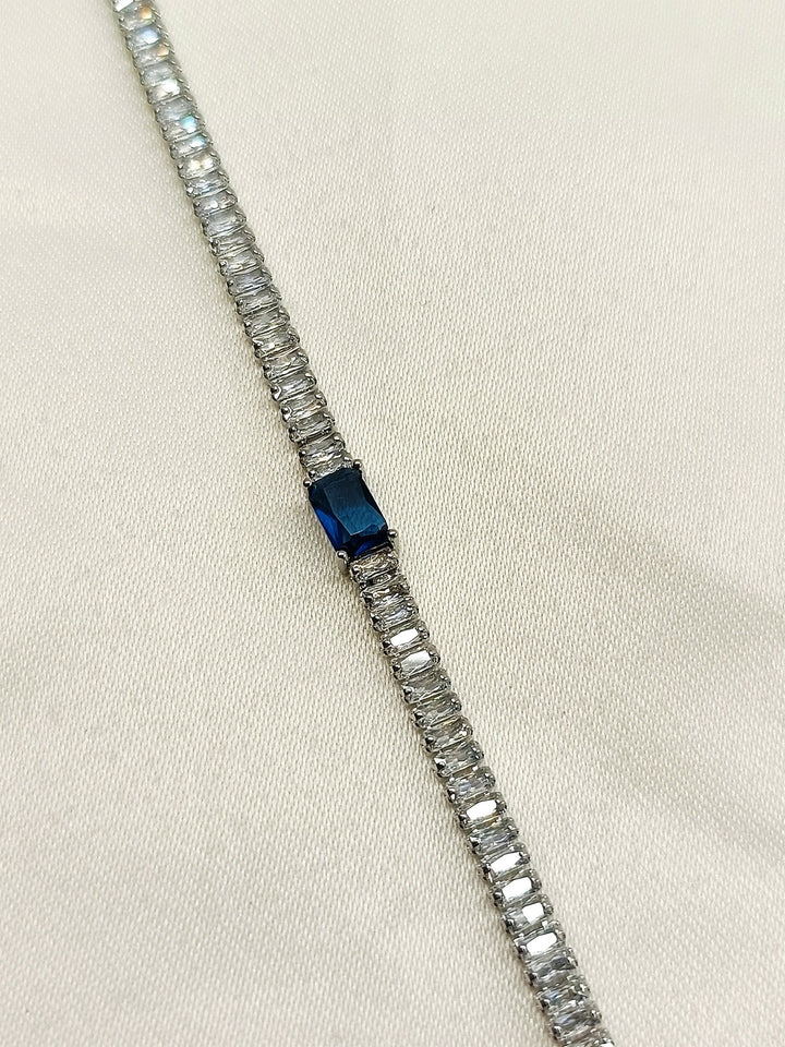 Nagozi Blue Sapphire American Diamond Bracelet - qivii