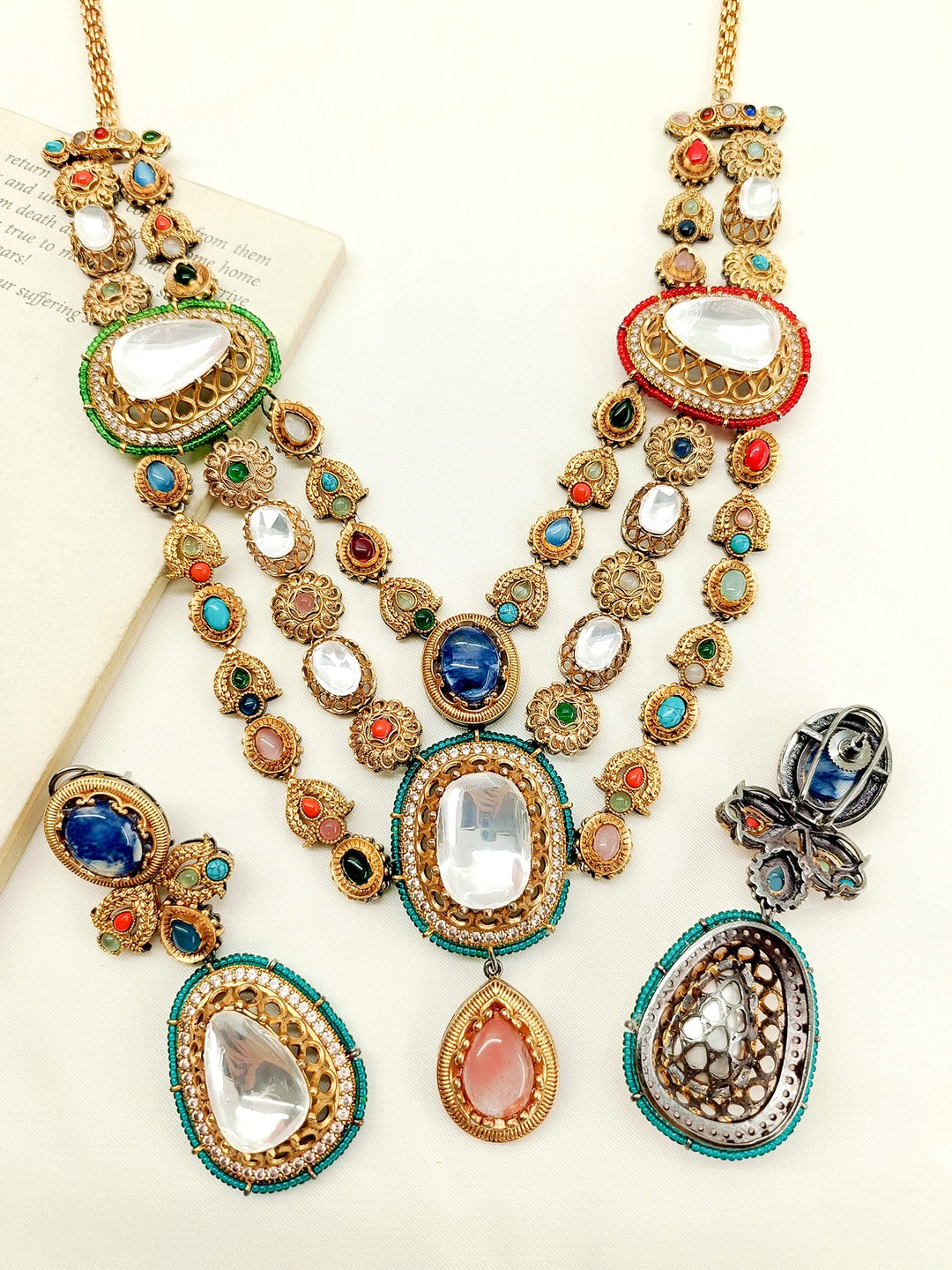 Navi Navaratna Victorian Necklace Set - qivii