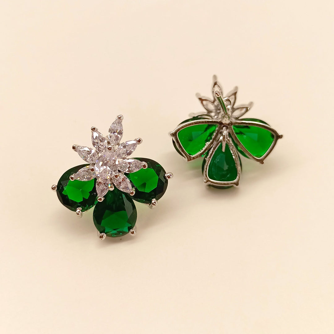  Chic and sophisticated American diamond tops with aqua green emerald stone 