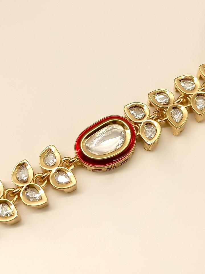 Calypso Delicate Red Kundan Bracelet - qivii