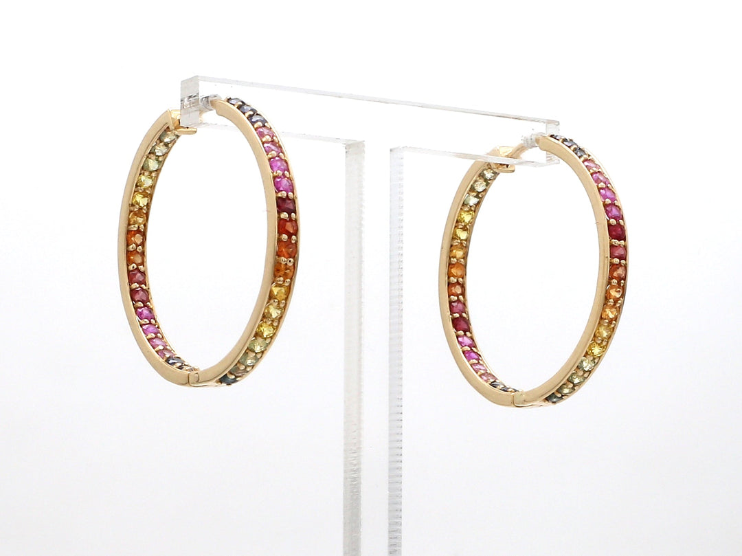 Rainbow Sapphire 2MM Hoops - qivii