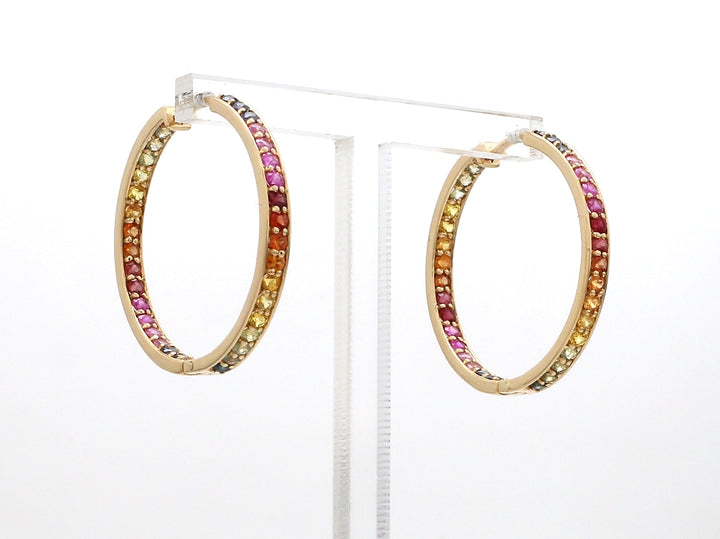 Rainbow Sapphire 2MM Hoops - qivii