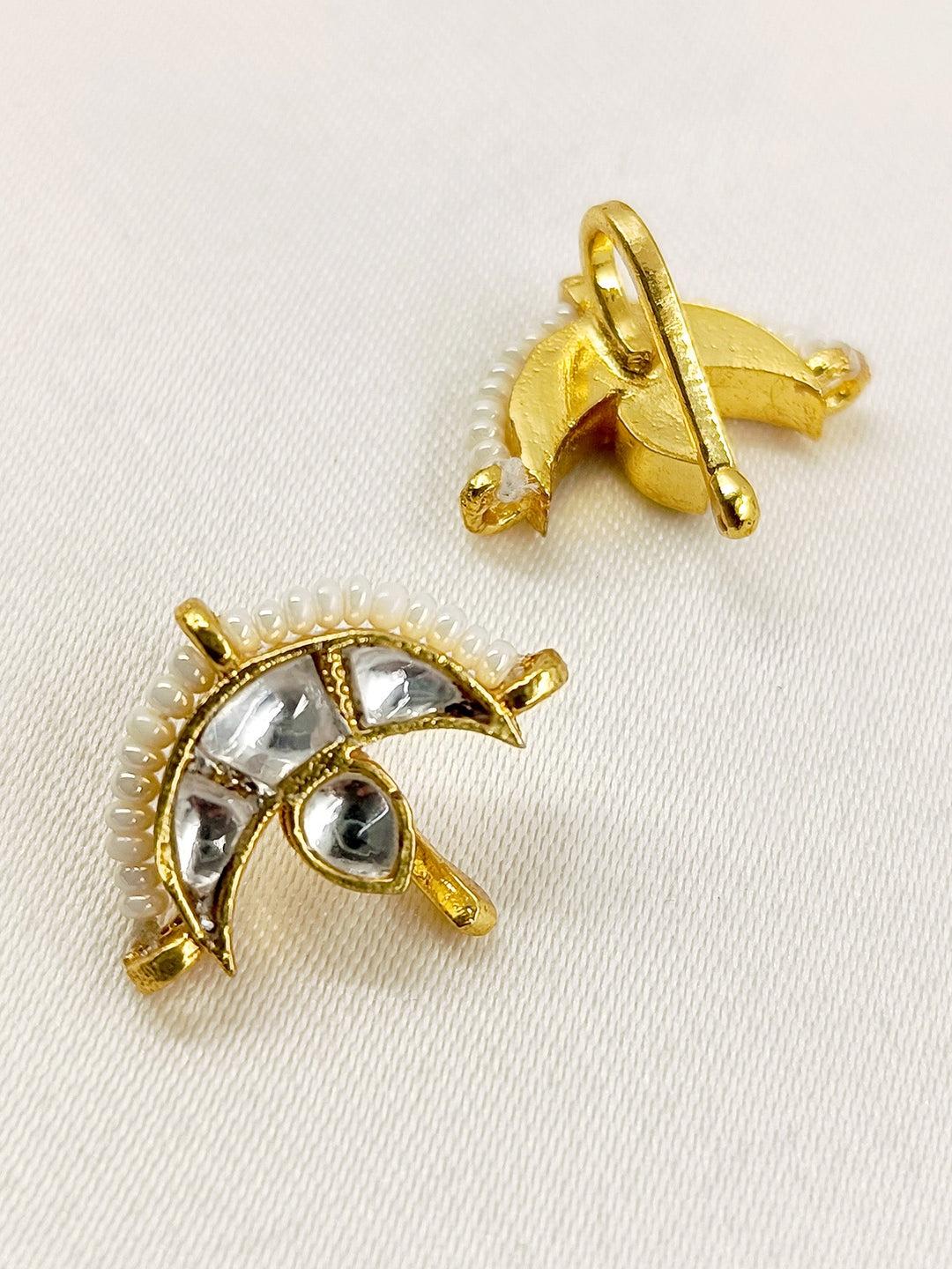 Juliya Small White Gold Plated Kundan Ear Cuff [ Price is for Pair ] - qivii