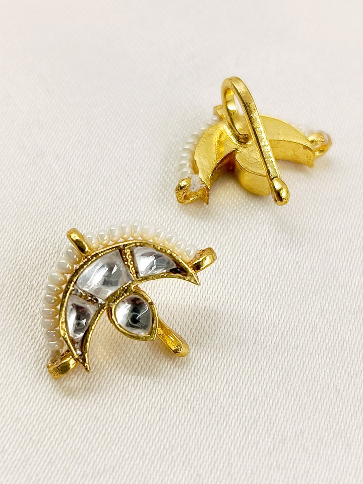 Juliya Small White Gold Plated Kundan Ear Cuff [ Price is for Pair ] - qivii