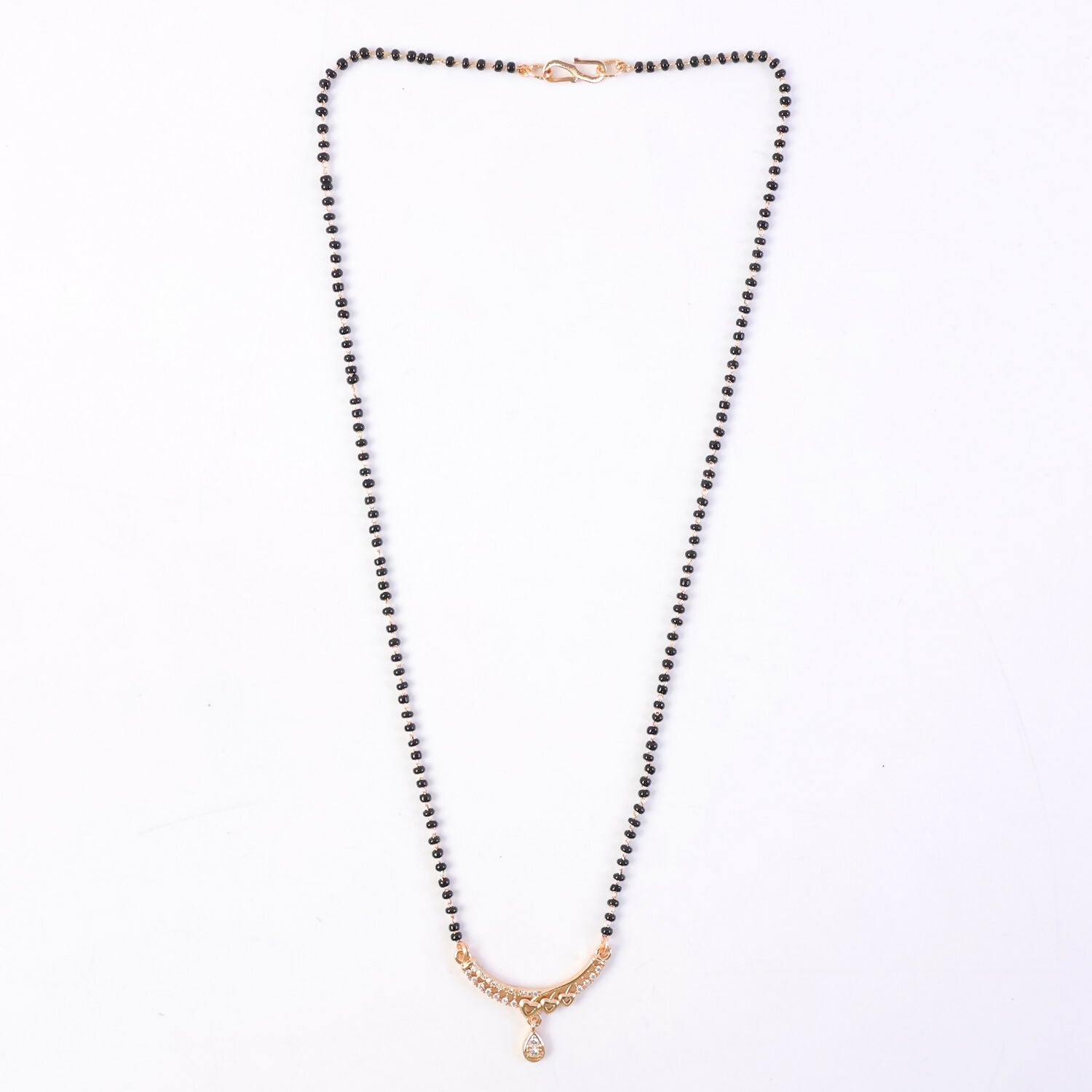 Elegant Teardrop Mangalsutra Necklace with Studded Bar Design