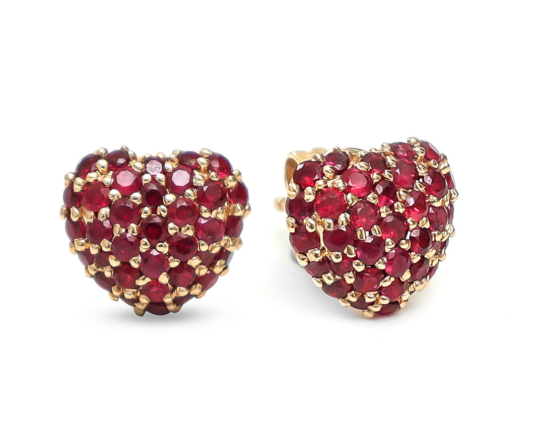 Ruby Heart Pave Studs - qivii