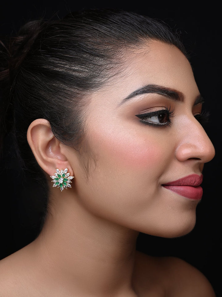 Pair of stunning Ruchita American Diamond Green Emerald Tops for women