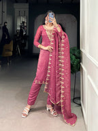 Light Pink Salwar Suit With Sequins & Thread Embroidery Work
