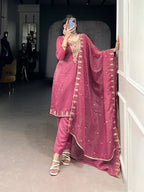 Light Pink Salwar Suit With Sequins & Thread Embroidery Work