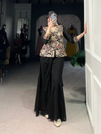 Black Georgette Thread & Sequins Embroidery Work Indo Western Set