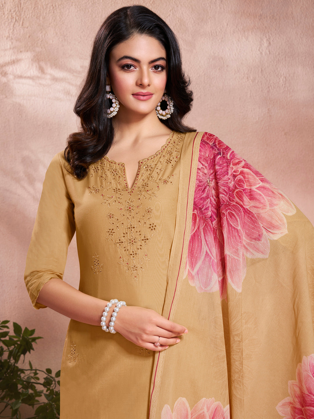 Yellow Cotton Top with Designer Border Trouser and Digital Floral Dupatta Kurta Suit Set - qivii