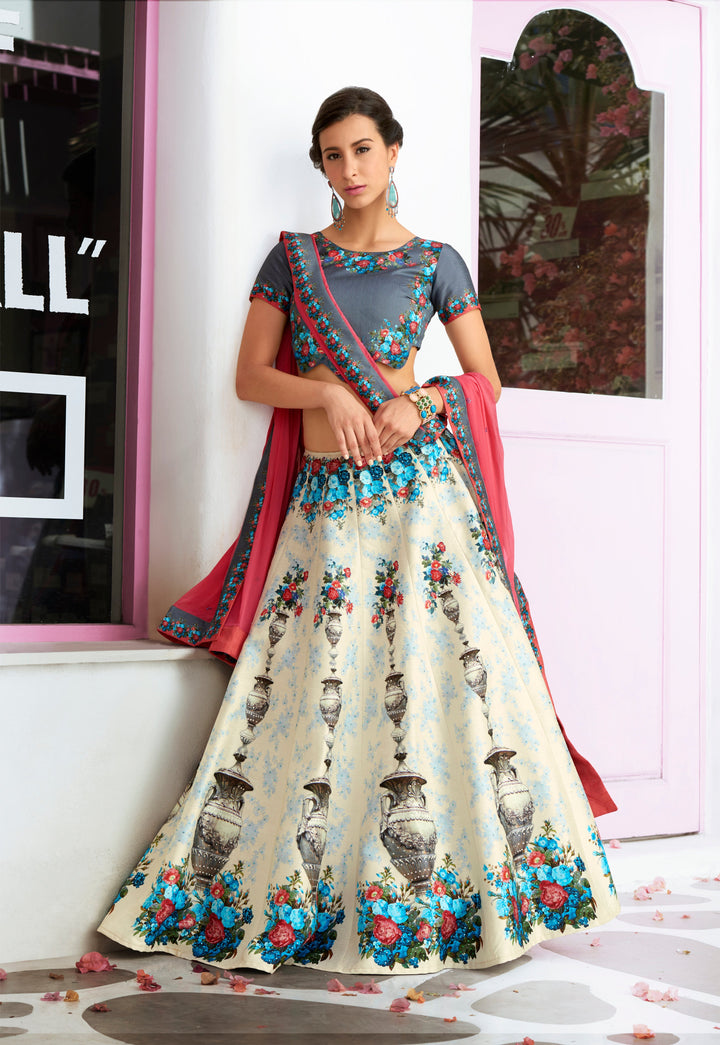 Royal Grandeur Khadi Mono Silk Lehenga - qivii