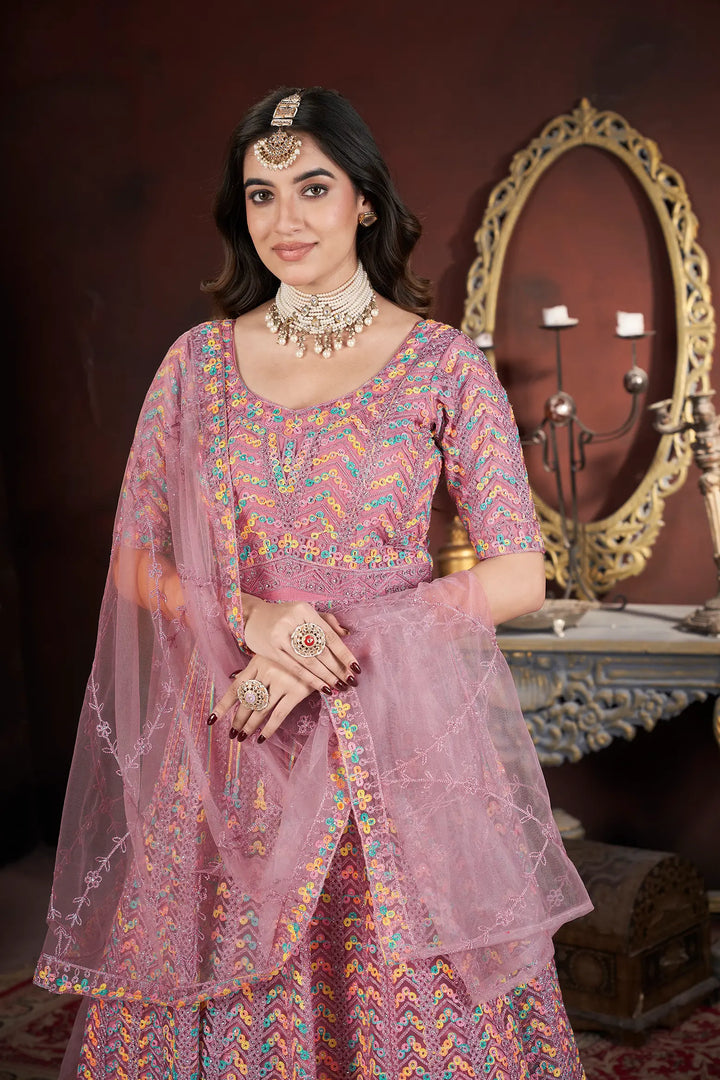 Peach Embroidery and Zarkan Ready To Wear Gown With Dupatta - qivii