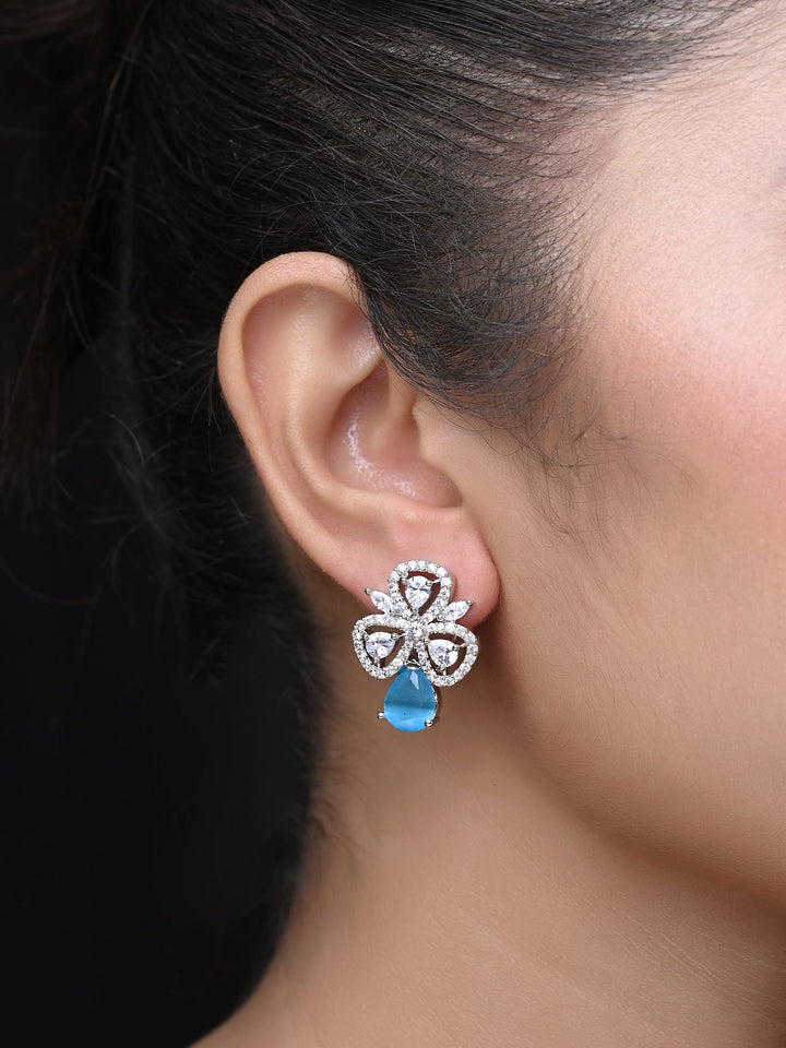 Stylish Reena American Diamond Tops with Aqua Stone