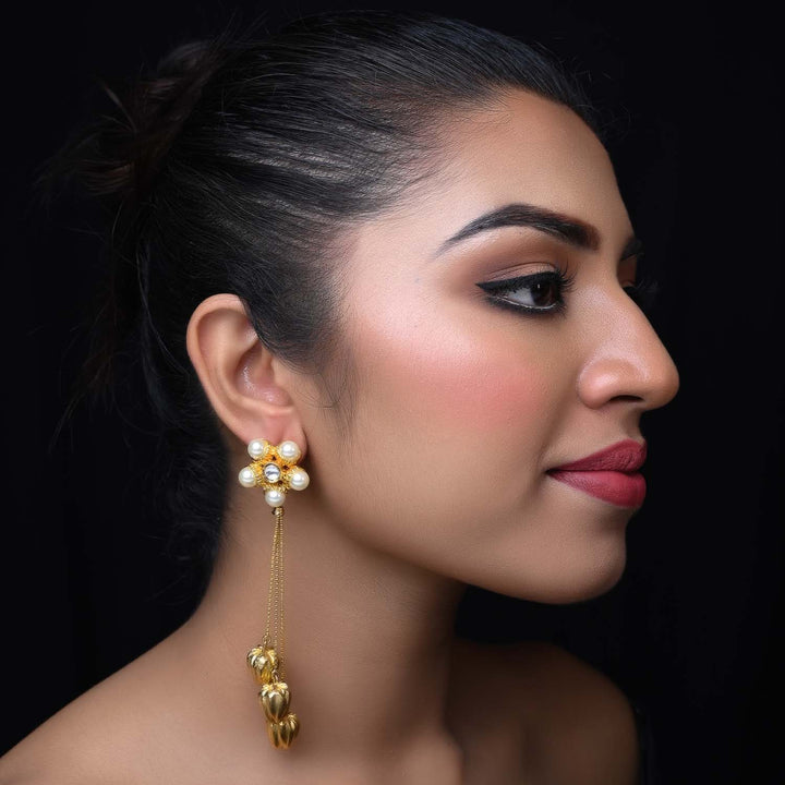 Pratiksha Long earrings with gold chains 