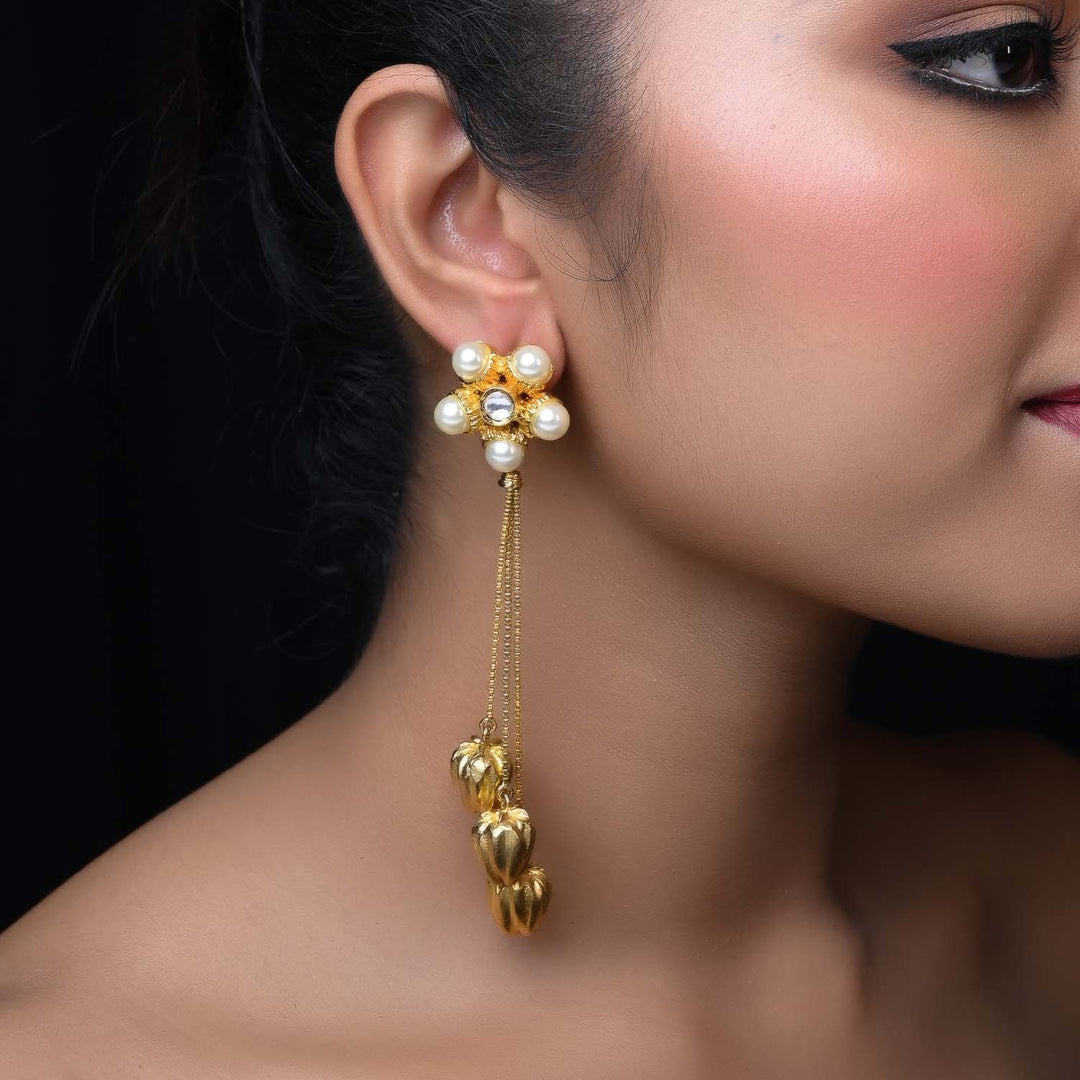  Beautiful gold chain earrings with intricate design 