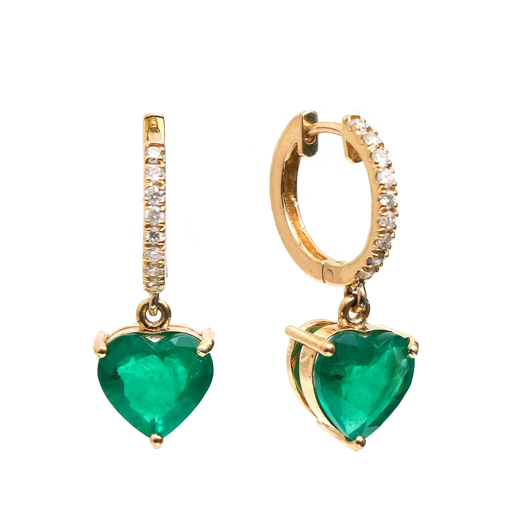 Emerald Heart Dangle Earrings - qivii