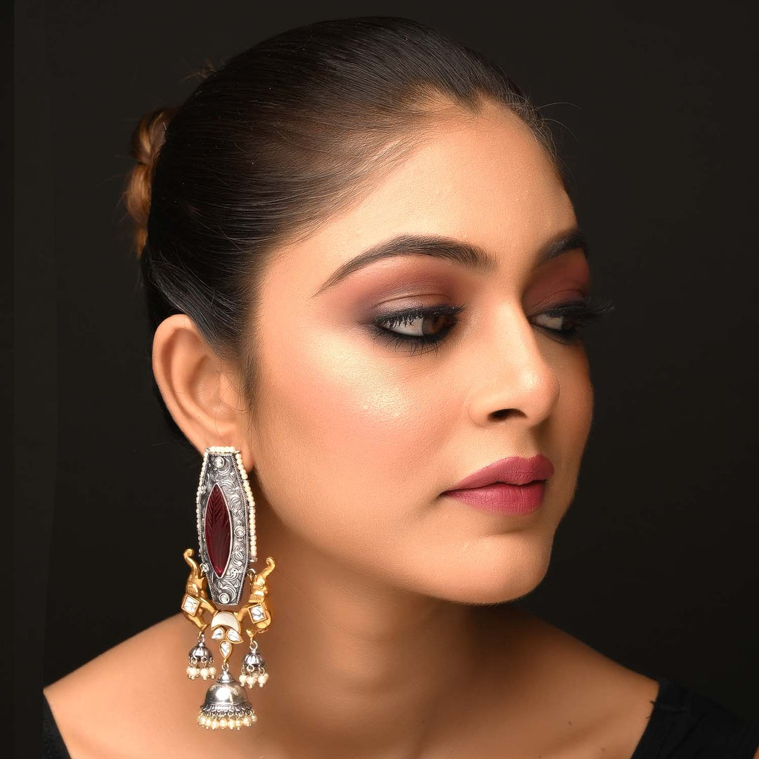 Beautiful Manushri Rose Pink Two Tone Polish Boutique Jhumki Earrings