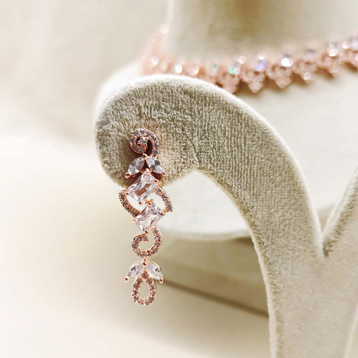  Stylish and Elegant Rose Gold Plated AD Necklace Set