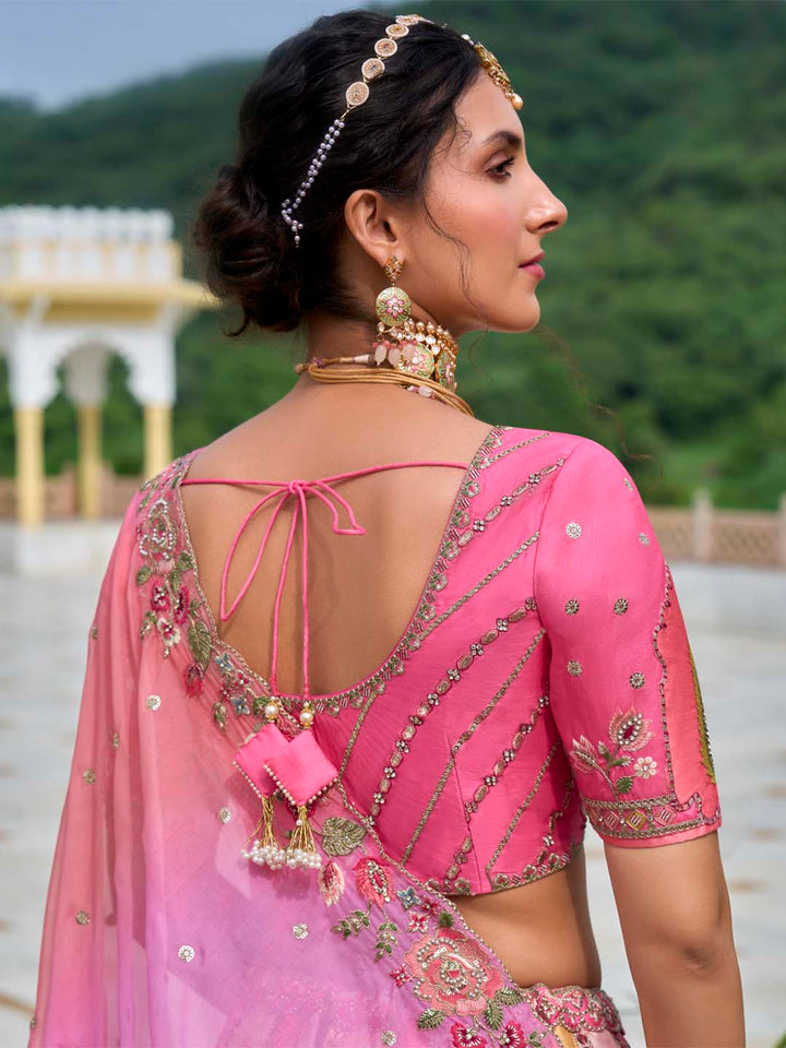 Multi-Color Shade Different-Kali Heavy Embroidered Cut-Work Silk Semi Stitched Lehenga Choli - qivii